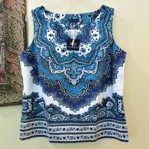 NWT TALBOTS White & Blue Top Plus Size 16W
